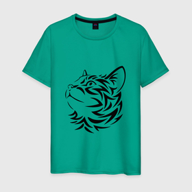 Мужская футболка хлопок с принтом Милый котенька в Петрозаводске, 100% хлопок | прямой крой, круглый вырез горловины, длина до линии бедер, слегка спущенное плечо. | 