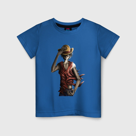 Детская футболка хлопок с принтом one piece d. luffy в Санкт-Петербурге, 100% хлопок | круглый вырез горловины, полуприлегающий силуэт, длина до линии бедер | 