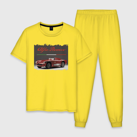 Мужская пижама хлопок с принтом Alfa Romeo   Italy   Retro в Курске, 100% хлопок | брюки и футболка прямого кроя, без карманов, на брюках мягкая резинка на поясе и по низу штанин
 | Тематика изображения на принте: 