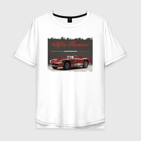 Мужская футболка хлопок Oversize с принтом Alfa Romeo   Italy   Retro в Курске, 100% хлопок | свободный крой, круглый ворот, “спинка” длиннее передней части | 