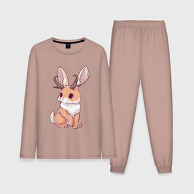Мужская пижама хлопок (с лонгсливом) с принтом Кролик с рожками   кролик олень в Екатеринбурге,  |  | 
