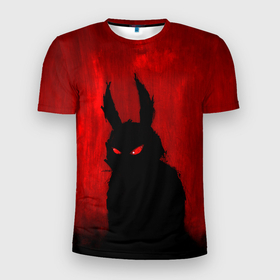 Мужская футболка 3D Slim с принтом Evil Rabbit в Белгороде, 100% полиэстер с улучшенными характеристиками | приталенный силуэт, круглая горловина, широкие плечи, сужается к линии бедра | 