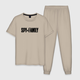 Мужская пижама хлопок с принтом Spy Family   Logo в Санкт-Петербурге, 100% хлопок | брюки и футболка прямого кроя, без карманов, на брюках мягкая резинка на поясе и по низу штанин
 | Тематика изображения на принте: 