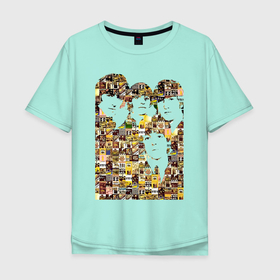 Мужская футболка хлопок Oversize с принтом The Beatles   Collage в Петрозаводске, 100% хлопок | свободный крой, круглый ворот, “спинка” длиннее передней части | Тематика изображения на принте: 