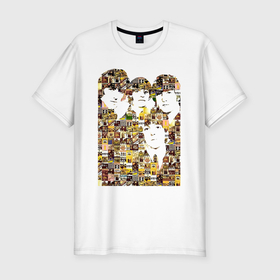 Мужская футболка хлопок Slim с принтом The Beatles   Collage в Курске, 92% хлопок, 8% лайкра | приталенный силуэт, круглый вырез ворота, длина до линии бедра, короткий рукав | 