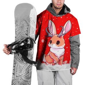 Накидка на куртку 3D с принтом Кролик олень   кролик с рожками в Белгороде, 100% полиэстер |  | Тематика изображения на принте: 