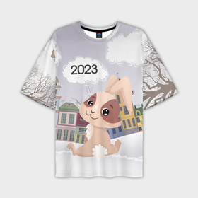 Мужская футболка OVERSIZE 3D с принтом Милый  зайчик   2023 в Санкт-Петербурге,  |  | 