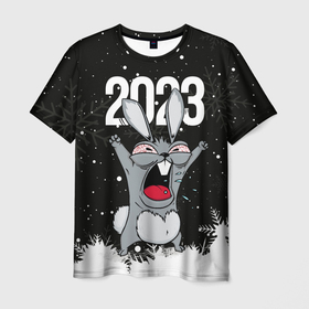 Мужская футболка 3D с принтом Злой  кролик  2023 в Петрозаводске, 100% полиэфир | прямой крой, круглый вырез горловины, длина до линии бедер | 