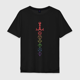 Мужская футболка хлопок Oversize с принтом Rainbow Dice Sword в Тюмени, 100% хлопок | свободный крой, круглый ворот, “спинка” длиннее передней части | Тематика изображения на принте: 