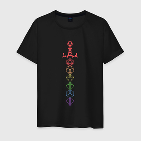 Мужская футболка хлопок с принтом Rainbow Dice Sword в Белгороде, 100% хлопок | прямой крой, круглый вырез горловины, длина до линии бедер, слегка спущенное плечо. | 