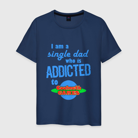 Мужская футболка хлопок с принтом I am a single Dad who is addicted to Cool Math Games , 100% хлопок | прямой крой, круглый вырез горловины, длина до линии бедер, слегка спущенное плечо. | Тематика изображения на принте: 