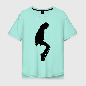 Мужская футболка хлопок Oversize с принтом Силуэт Майкла Джексона   Minimalism в Екатеринбурге, 100% хлопок | свободный крой, круглый ворот, “спинка” длиннее передней части | 
