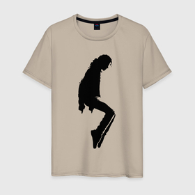 Мужская футболка хлопок с принтом Силуэт Майкла Джексона   Minimalism , 100% хлопок | прямой крой, круглый вырез горловины, длина до линии бедер, слегка спущенное плечо. | Тематика изображения на принте: 