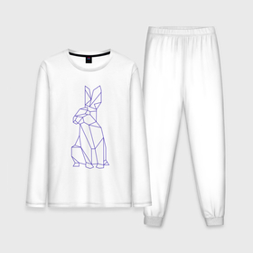 Мужская пижама хлопок (с лонгсливом) с принтом Символ 2023   Синий Кролик в Петрозаводске,  |  | 