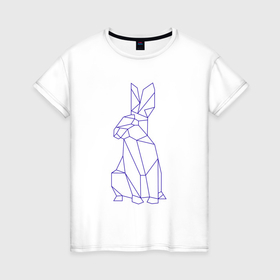 Женская футболка хлопок с принтом Символ 2023   Синий Кролик в Новосибирске, 100% хлопок | прямой крой, круглый вырез горловины, длина до линии бедер, слегка спущенное плечо | 