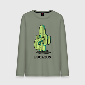 Мужской лонгслив хлопок с принтом Cactus   Fucktus в Курске, 100% хлопок |  | Тематика изображения на принте: 