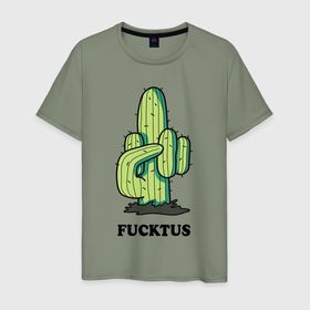 Мужская футболка хлопок с принтом Cactus   Fucktus в Курске, 100% хлопок | прямой крой, круглый вырез горловины, длина до линии бедер, слегка спущенное плечо. | Тематика изображения на принте: 