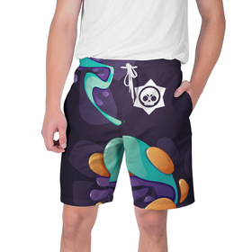 Мужские шорты 3D с принтом Brawl Stars graffity splash в Петрозаводске,  полиэстер 100% | прямой крой, два кармана без застежек по бокам. Мягкая трикотажная резинка на поясе, внутри которой широкие завязки. Длина чуть выше колен | 