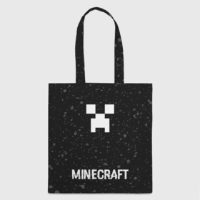 Шоппер 3D с принтом Minecraft glitch на темном фоне: символ, надпись в Белгороде, 100% полиэстер | Плотность: 200 г/м2; Размер: 34×35 см; Высота лямок: 30 см | 