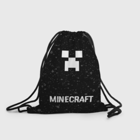 Рюкзак-мешок 3D с принтом Minecraft glitch на темном фоне: символ, надпись в Тюмени, 100% полиэстер | плотность ткани — 200 г/м2, размер — 35 х 45 см; лямки — толстые шнурки, застежка на шнуровке, без карманов и подкладки | 
