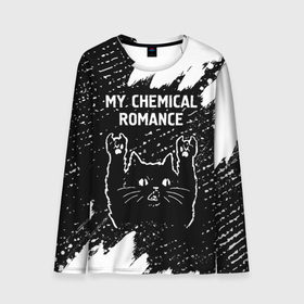 Мужской лонгслив 3D с принтом Группа My Chemical Romance и рок кот в Петрозаводске, 100% полиэстер | длинные рукава, круглый вырез горловины, полуприлегающий силуэт | Тематика изображения на принте: 