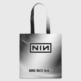 Шоппер 3D с принтом Nine Inch Nails glitch на светлом фоне: символ, надпись в Екатеринбурге, 100% полиэстер | Плотность: 200 г/м2; Размер: 34×35 см; Высота лямок: 30 см | 