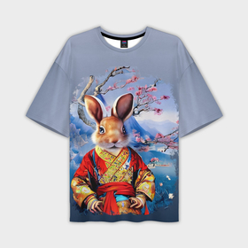 Мужская футболка oversize 3D с принтом Кролик в китайском халате ,  |  | 