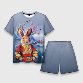 Мужской костюм с шортами 3D с принтом Кролик в китайском халате ,  |  | 