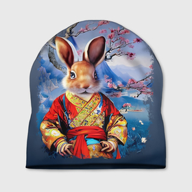 Шапка 3D с принтом Кролик в китайском халате в Кировске, 100% полиэстер | универсальный размер, печать по всей поверхности изделия | 