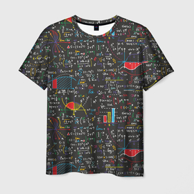 Мужская футболка 3D с принтом Шпаргалка по математике с формулами в Кировске, 100% полиэфир | прямой крой, круглый вырез горловины, длина до линии бедер | Тематика изображения на принте: 