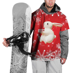 Накидка на куртку 3D с принтом Новогодний объемный кролик в Белгороде, 100% полиэстер |  | Тематика изображения на принте: 