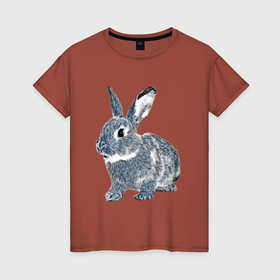 Женская футболка хлопок с принтом 2023 год   год голубого кролика в Курске, 100% хлопок | прямой крой, круглый вырез горловины, длина до линии бедер, слегка спущенное плечо | 