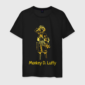 Мужская футболка хлопок с принтом Monkey D. Luffy Gold в Тюмени, 100% хлопок | прямой крой, круглый вырез горловины, длина до линии бедер, слегка спущенное плечо. | 