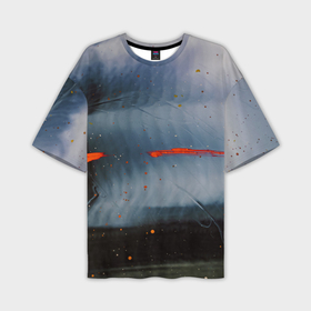 Мужская футболка OVERSIZE 3D с принтом Абстрактный синий туман и мазки красок в Санкт-Петербурге,  |  | Тематика изображения на принте: 