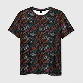 Мужская футболка 3D с принтом Абстрактный узор с эффектом вышивки , 100% полиэфир | прямой крой, круглый вырез горловины, длина до линии бедер | 