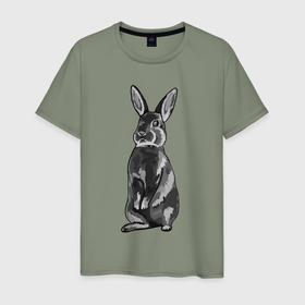 Мужская футболка хлопок с принтом Черный кролик   символ Нового года в Белгороде, 100% хлопок | прямой крой, круглый вырез горловины, длина до линии бедер, слегка спущенное плечо. | 