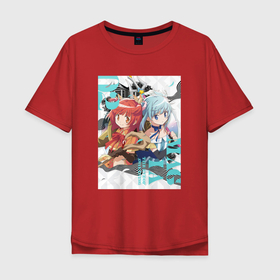 Мужская футболка хлопок Oversize с принтом Каэдэ Акино и Рэна Минами   Записи о магии Девочка волшебница Мадока в Кировске, 100% хлопок | свободный крой, круглый ворот, “спинка” длиннее передней части | 