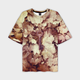 Мужская футболка OVERSIZE 3D с принтом ключ правды осенних листьях в Курске,  |  | 