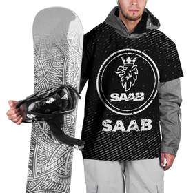 Накидка на куртку 3D с принтом Saab с потертостями на темном фоне в Тюмени, 100% полиэстер |  | Тематика изображения на принте: 