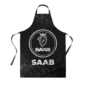 Фартук 3D с принтом Saab с потертостями на темном фоне в городе Новоалтайск, 100% полиэстер | общий размер — 65 х 85 см, ширина нагрудника — 26 см, горловина — 53 см, длина завязок — 54 см, общий обхват в поясе — 173 см. Принт на завязках и на горловине наносится с двух сторон, на основной части фартука — только с внешней стороны | 