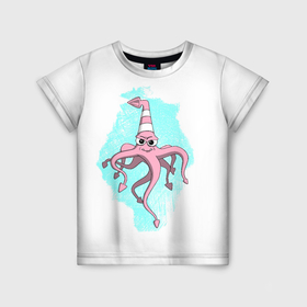 Детская футболка 3D с принтом Розовый осьминог в Тюмени, 100% гипоаллергенный полиэфир | прямой крой, круглый вырез горловины, длина до линии бедер, чуть спущенное плечо, ткань немного тянется | 