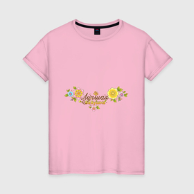 Женская футболка хлопок с принтом Лучшая бабушка Цветы, бабочка и надпись в Новосибирске, 100% хлопок | прямой крой, круглый вырез горловины, длина до линии бедер, слегка спущенное плечо | 