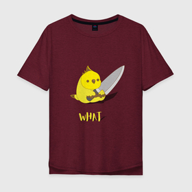 Мужская футболка хлопок Oversize с принтом Chicken with a knife в Курске, 100% хлопок | свободный крой, круглый ворот, “спинка” длиннее передней части | 