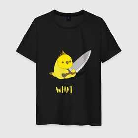 Мужская футболка хлопок с принтом Chicken with a knife в Курске, 100% хлопок | прямой крой, круглый вырез горловины, длина до линии бедер, слегка спущенное плечо. | 