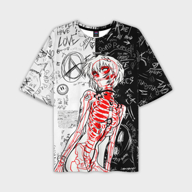 Мужская футболка oversize 3D с принтом Рей Аянами   dead inside mood в Курске,  |  | Тематика изображения на принте: 