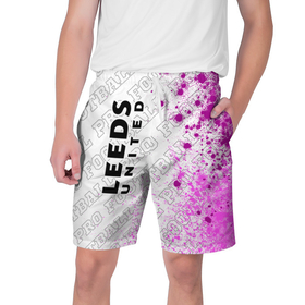 Мужские шорты 3D с принтом Leeds United pro football: по вертикали в Кировске,  полиэстер 100% | прямой крой, два кармана без застежек по бокам. Мягкая трикотажная резинка на поясе, внутри которой широкие завязки. Длина чуть выше колен | 