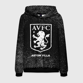 Мужская толстовка 3D с принтом Aston Villa с потертостями на темном фоне в городе Новоалтайск, 100% полиэстер | двухслойный капюшон со шнурком для регулировки, мягкие манжеты на рукавах и по низу толстовки, спереди карман-кенгуру с мягким внутренним слоем. | 