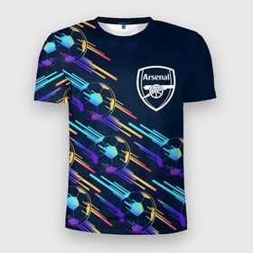 Мужская футболка 3D Slim с принтом Arsenal градиентные мячи в Екатеринбурге, 100% полиэстер с улучшенными характеристиками | приталенный силуэт, круглая горловина, широкие плечи, сужается к линии бедра | 