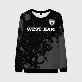 Мужской свитшот 3D с принтом West Ham sport на темном фоне: символ сверху в Курске, 100% полиэстер с мягким внутренним слоем | круглый вырез горловины, мягкая резинка на манжетах и поясе, свободная посадка по фигуре | 