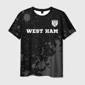 Мужская футболка 3D с принтом West Ham sport на темном фоне: символ сверху в Курске, 100% полиэфир | прямой крой, круглый вырез горловины, длина до линии бедер | 
